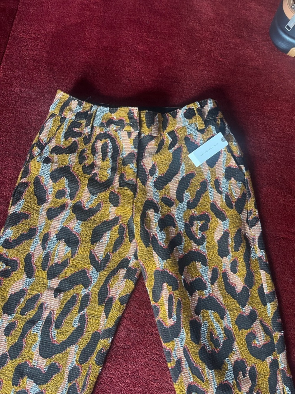 Anthropologie 34 N 118 W Leopard Print Pants Tweed with Pockets - Picture 6 of 9